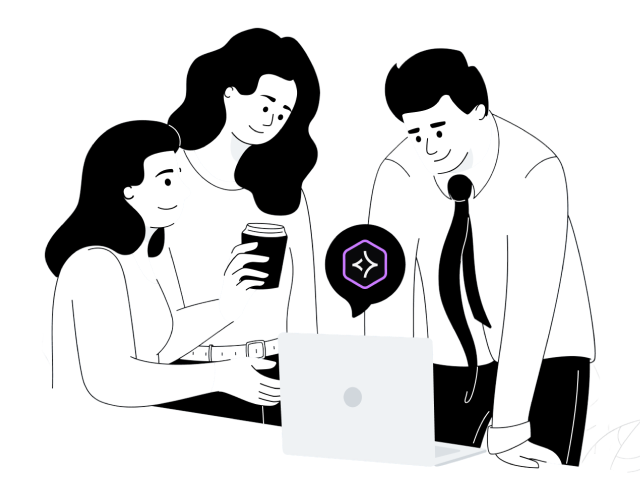 Team reviewing laptop with TXF Intelligence